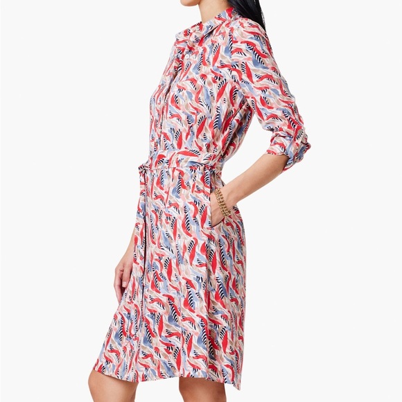 NIC + ZOE Coral Waves Live In Belted Shirt Dress Multicolor with Pockets XL NWT - Picture 4 of 14